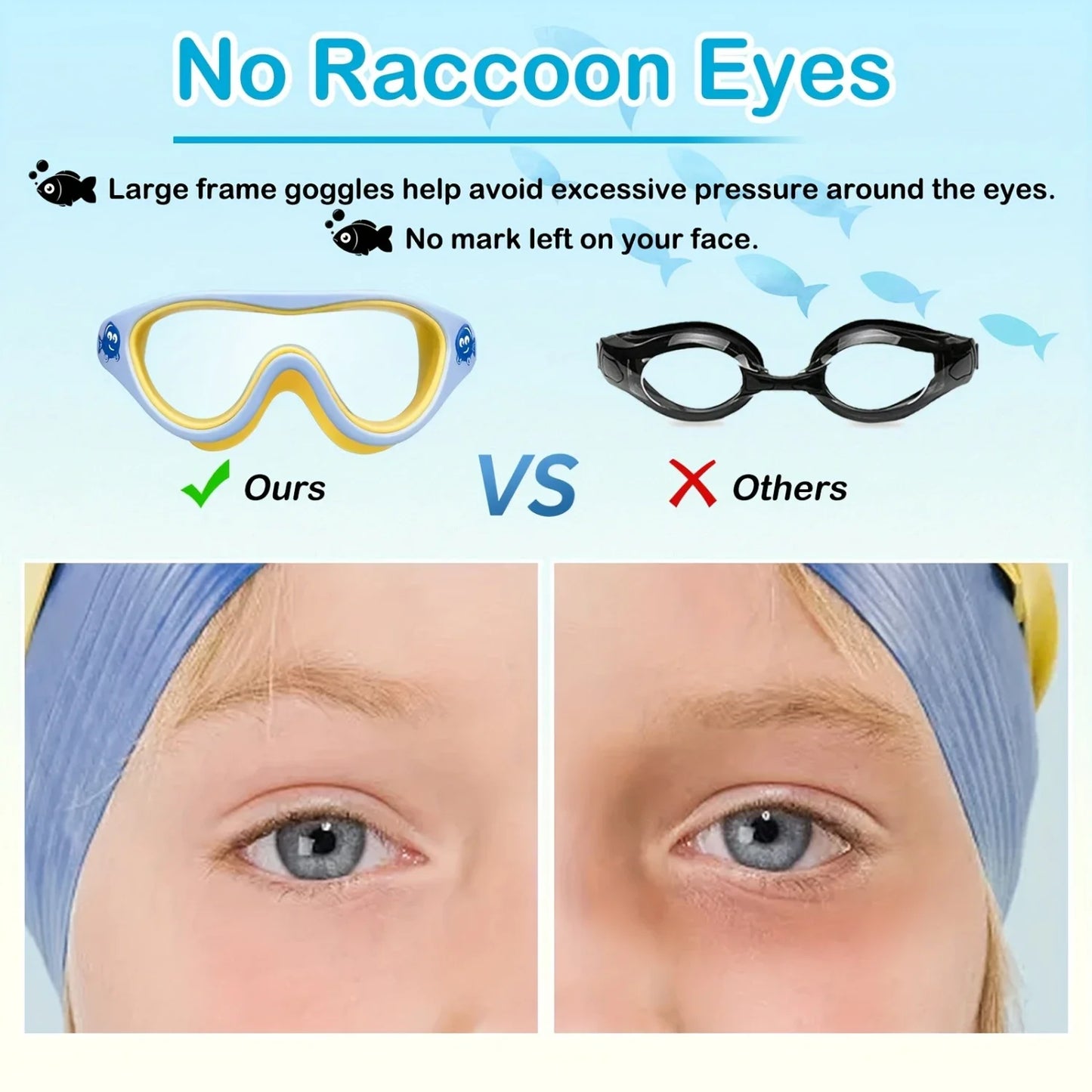 Swim Goggles - Fog-Free, Leakproof, Large Frame for Wide-Angle Vision