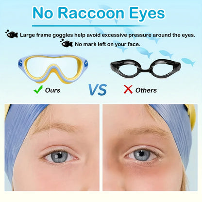 Swim Goggles - Fog-Free, Leakproof, Large Frame for Wide-Angle Vision