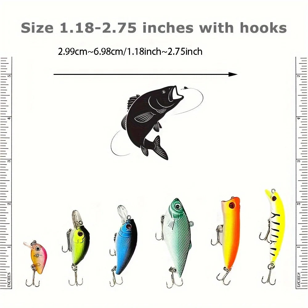 30pcs Fishing Lures Set – Crankbaits, Minnow Baits & Hooks for Freshwater