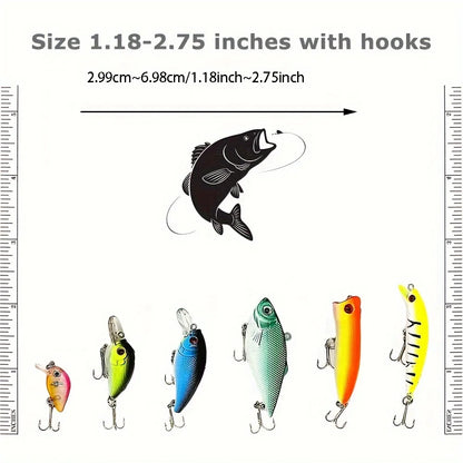 30pcs Fishing Lures Set – Crankbaits, Minnow Baits & Hooks for Freshwater