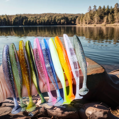 10Pcs 9cm Fishing Lures T Tail Worm Soft Bait Plastic