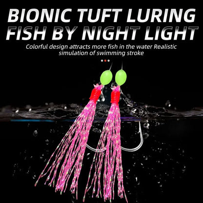 6 String Hooks Flasher Mackerel Feather Fishing Bait Rigs