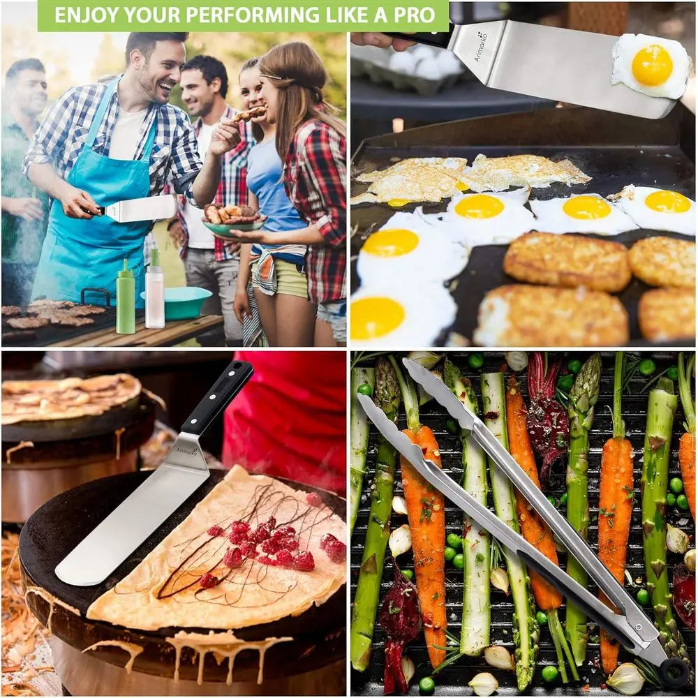 Griddle Accessories Kit Metal Utensil for BBQ Grill Top