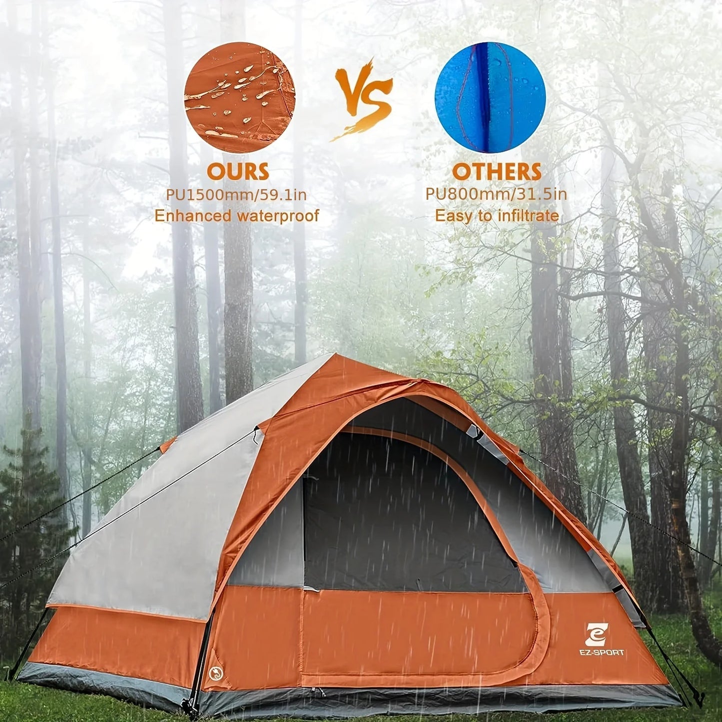 Pop Up Camping Tent - 4 Person Instant Easy Set Up