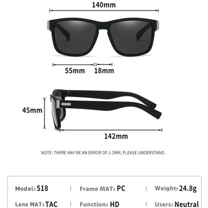 Black Polarized Square Sunglasses Men Women Fashion Classic