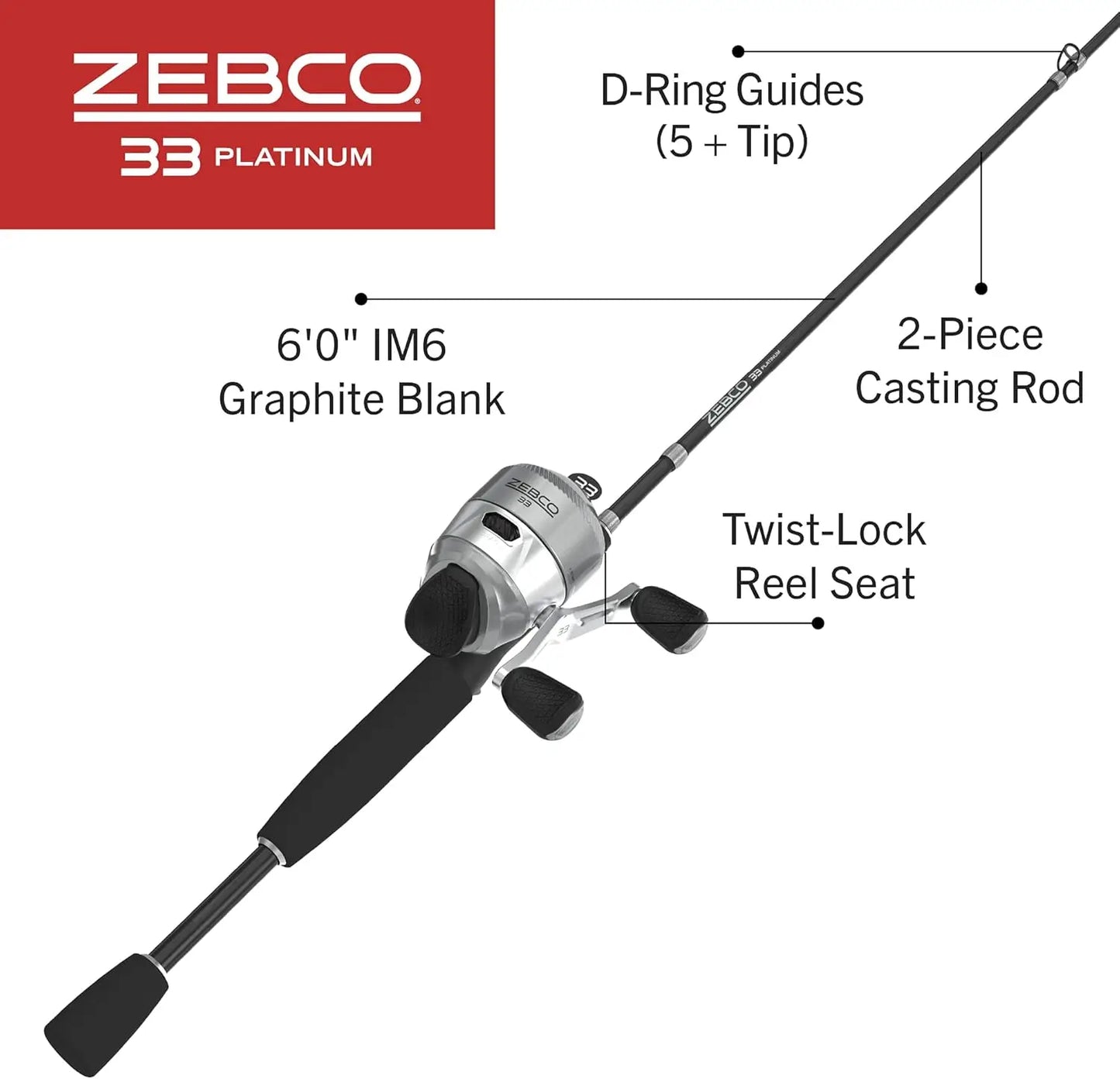 Spin cast Fishing Combo with Anti-Reverse Clutch, 6-Foot Rod