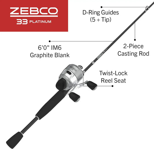 Spin cast Fishing Combo with Anti-Reverse Clutch, 6-Foot Rod