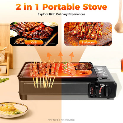 Portable Camping Grill Gas Stove BBQ Grills with Storage Box