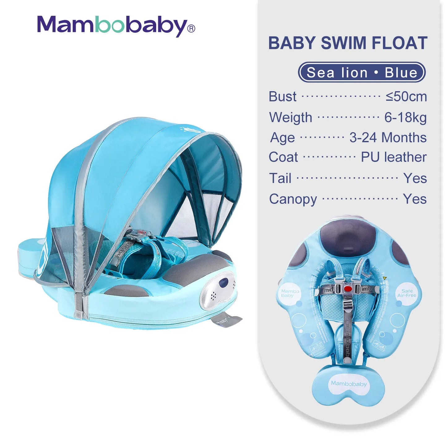 Non-Inflatable Baby Float with Canopy