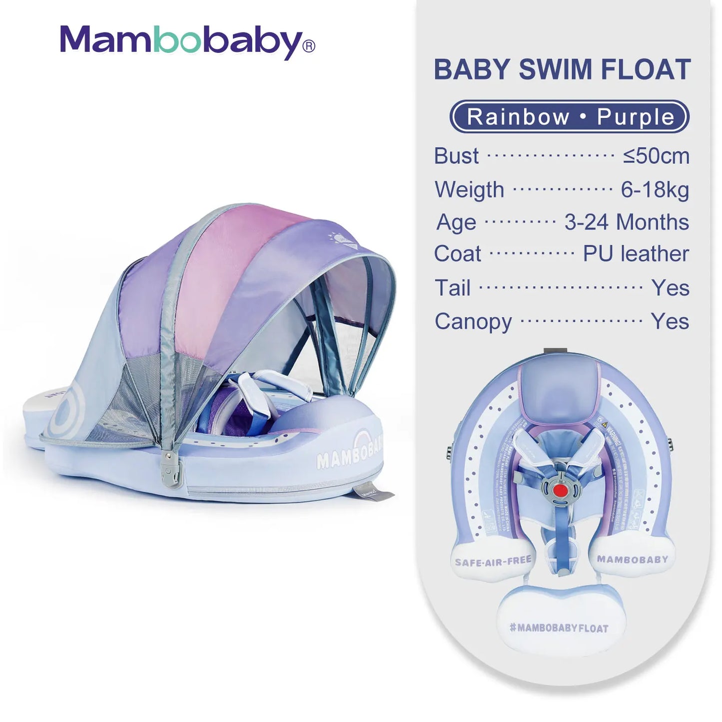 Non-Inflatable Baby Float with Canopy