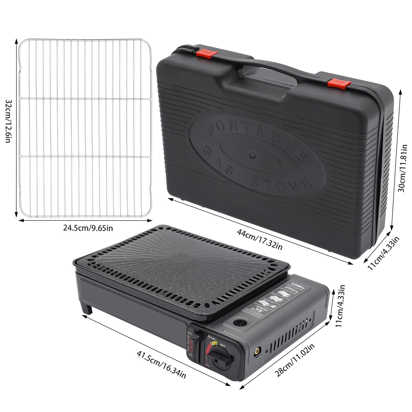 Portable Camping Grill Gas Stove BBQ Grills with Storage Box