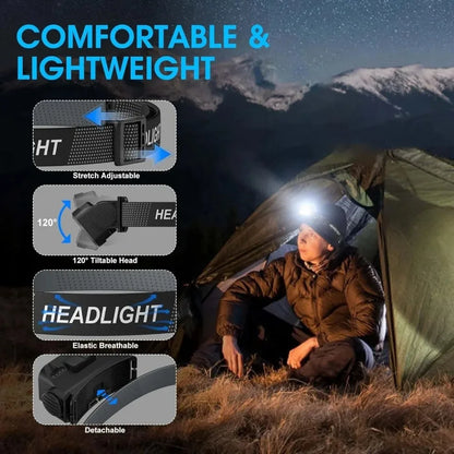 Motion Sensor Rechargeable Headlamp 8 LED Ultra Bright Flashlight for Fishing Camping Hiking Headlight