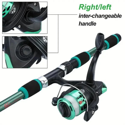 Full Kits With Telescopic Fishing Rod And Spinning Reel Baits Hooks Travel Pole Set