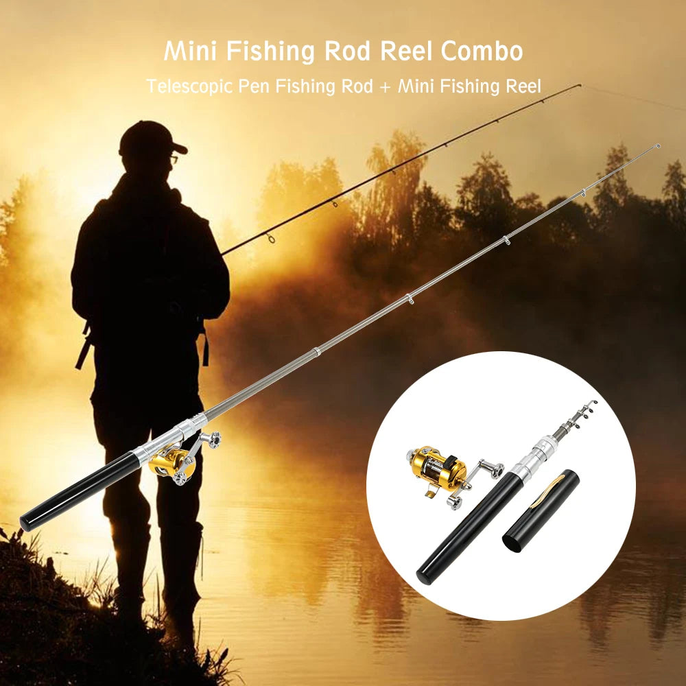 Telescopic Portable Pocket Pen Fishing Rod reel Fishing Line Soft Lures Baits Jig Hooks
