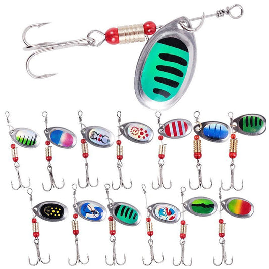 30pcs Metal Spoon Spinner Fishing Lure with Treble Hook Fishing Wobblers