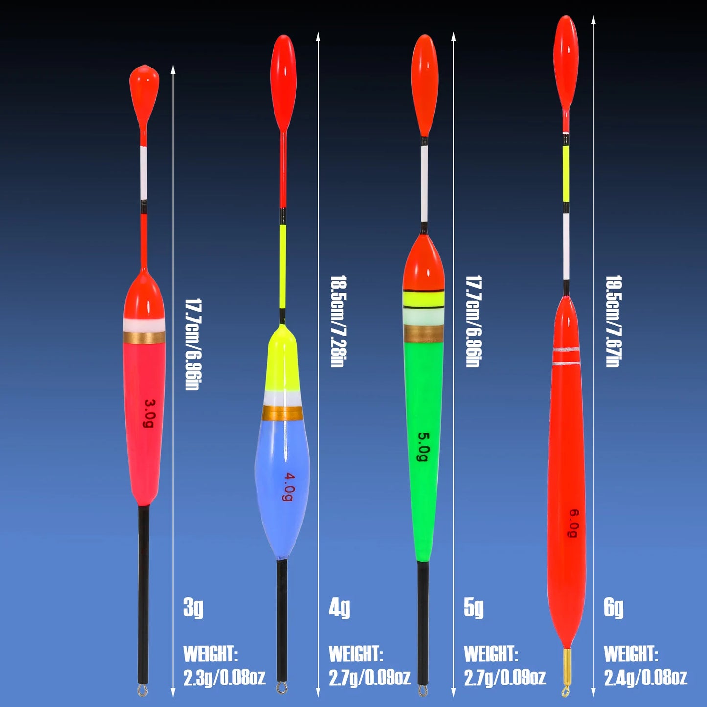10 PC Fishing Float Set 3-6g Nano Material Streamline Design