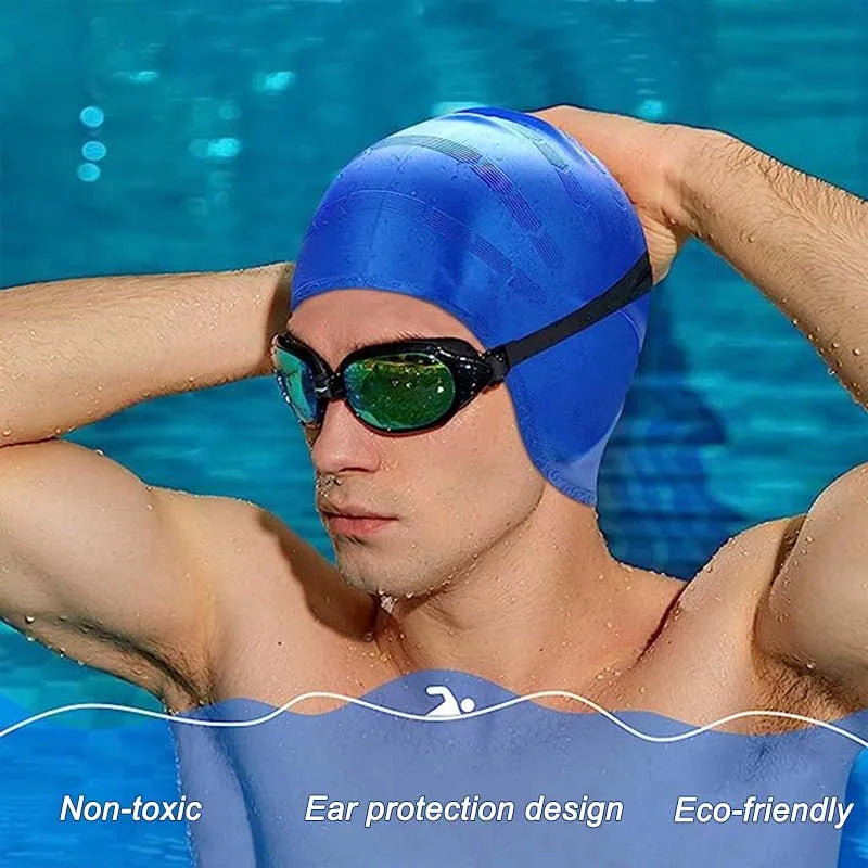 High Elasticity, Ears Protection, Large Silicone Diving Cap for Enhanced Comfort and Durability