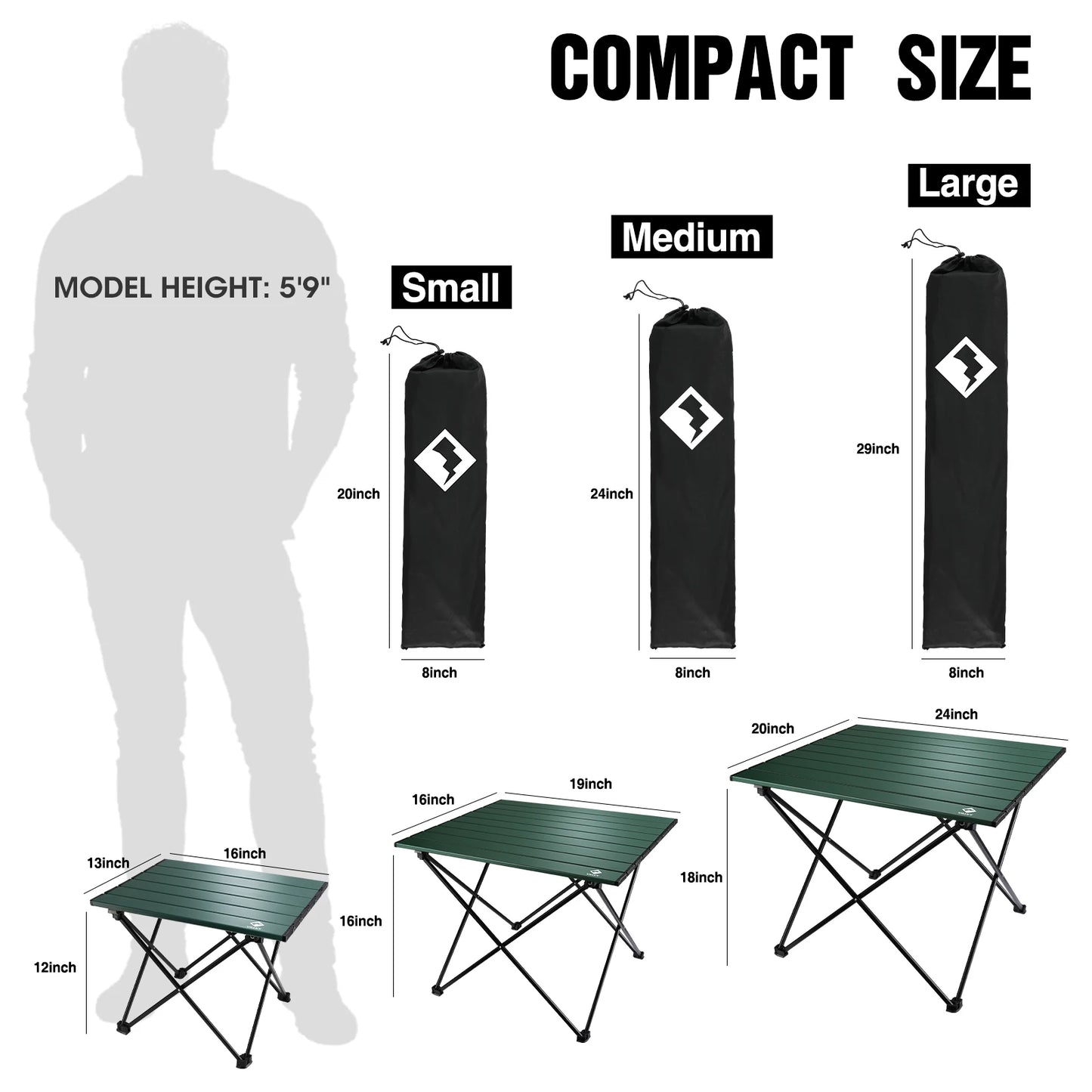 Ultralight Aluminum Folding Table with Carry Bag