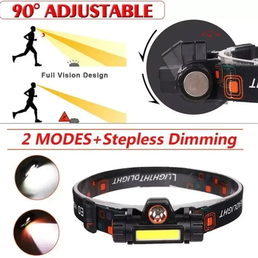 5PCS Rechargeable COB LED USB Headlamp Powerful High-brightness Head-mounted