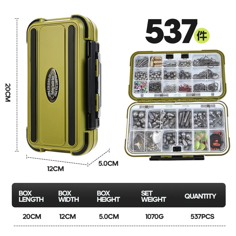 329pcs Fishing Kit with Tackle Box Complete Lure Set
