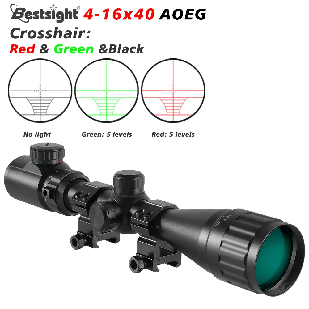 16X40 AOE Optics Hunting Riflescope Red & Green Dot Illuminated