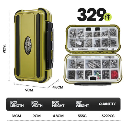 329pcs Fishing Kit with Tackle Box Complete Lure Set