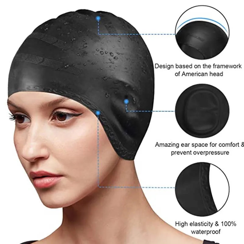 High Elasticity, Ears Protection, Large Silicone Diving Cap for Enhanced Comfort and Durability