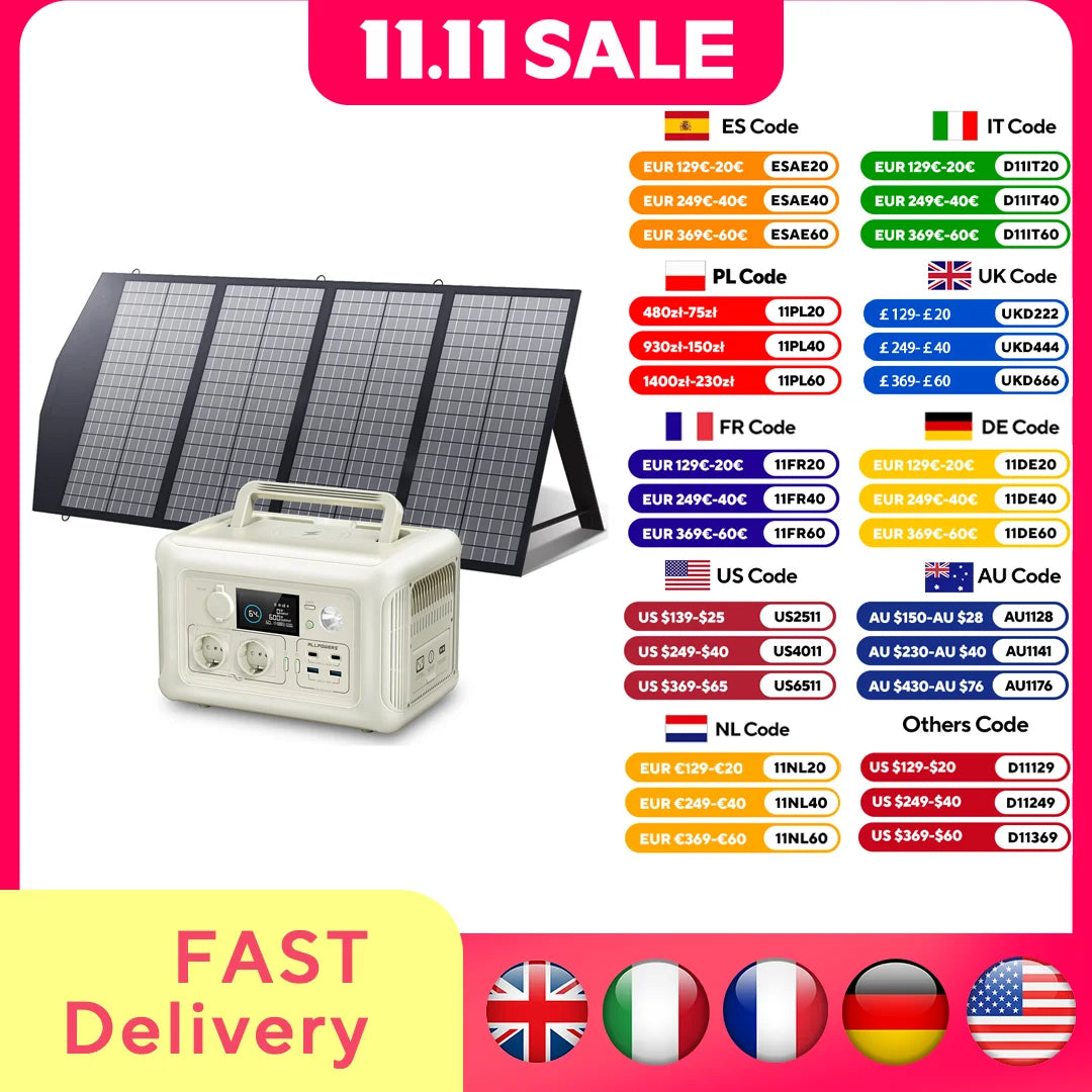 ALLPOWERS R600 Portable Power Station with Portable SolarPanel