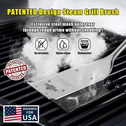 Bristle-Free Grill Brush with Steam Cleaning,
