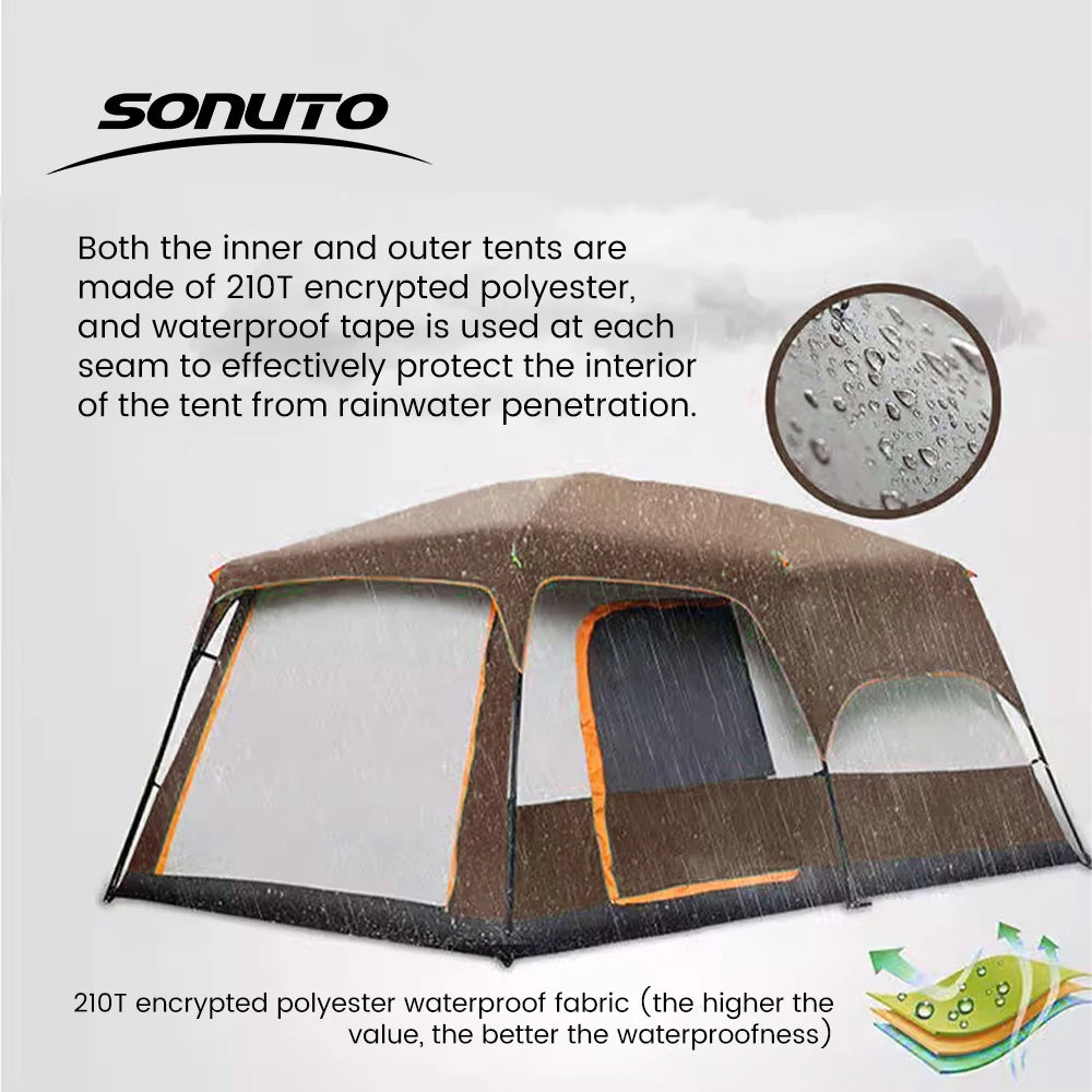4 Season Camping Tent 3-12 Person Double Layer 2 room