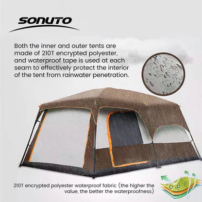 4 Season Camping Tent 3-12 Person Double Layer 2 room