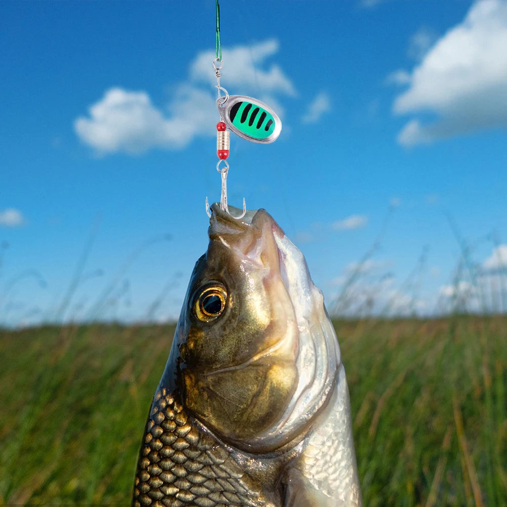 30pcs Metal Spoon Spinner Fishing Lure with Treble Hook Fishing Wobblers