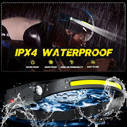 4-Pack LED Sensor Headlamp USB Rechargeable Built-in Battery Waterproof Head Torch for Camping Fishing Hiking
