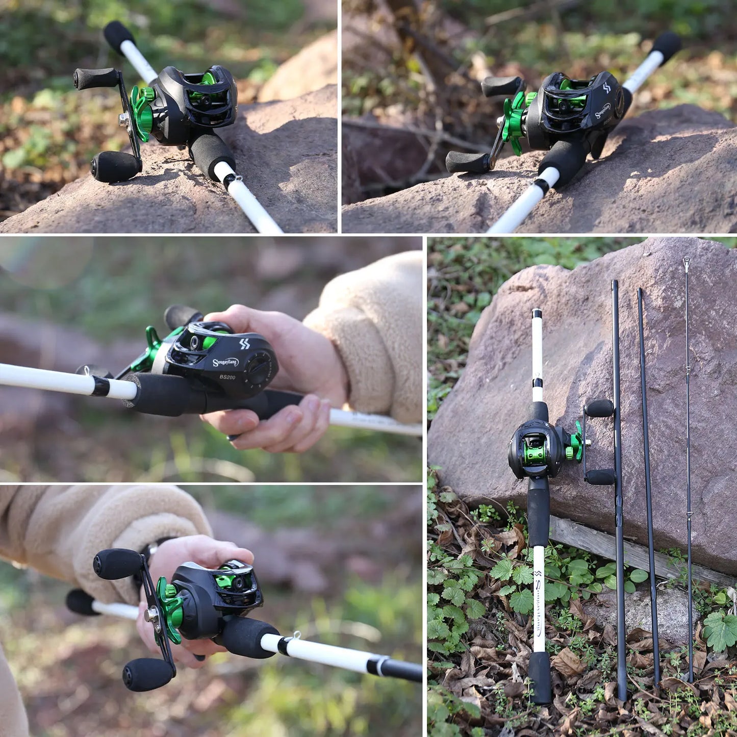 Fishing Rod Reel Combo 1.8m 4-Sections Carbon Fiber Rod and 7.2:1 Speed Gear Ratio Max Drag 8kg for Bass Pike Pesca